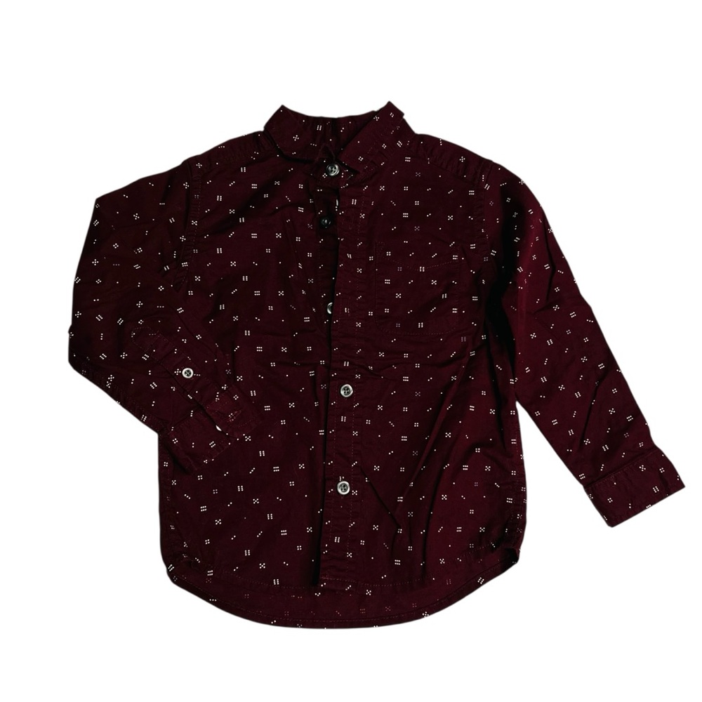 The Children's Place Maroon Patterned‎ Button Down Shirt